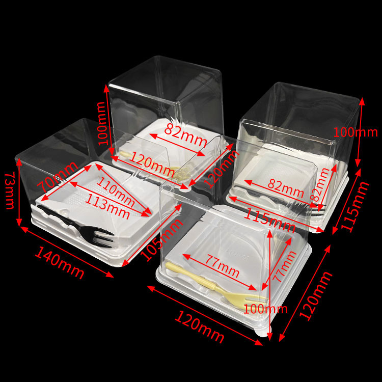 Customizable Plastic Bakery Packaging Triangle Cake Box Transparent With Lid