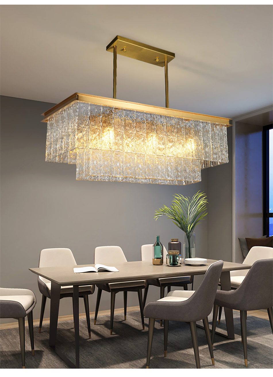 Rectangle Kitchen Chandeliers Frosted Glass Lamp Living Room Bar european chandelier(WH-CY-197)
