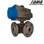 Pneumatic Three-Way Flange Ball Valve with Single/Double Action Pneumatic Ball