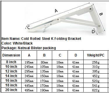 Custom Triangle Spring Folding Shelf Locking Hinge Bracket for Wall Mounting in Silver