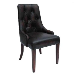 Quality Upholstered Brazil Cow Leather Button Back Dining Chairs H98cm wholesale