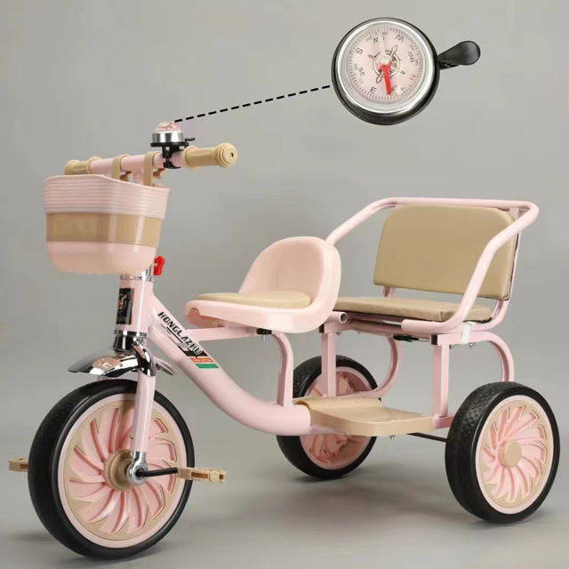 2023 Kids Tricycle Trike with Soft Leather Seat and Folding Front Shopping Frame
