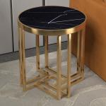 Light Luxury Stainless Steel Marble Hotel Lobby Small Side Table