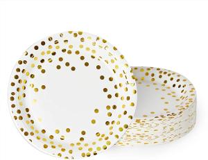 Quality 100 Biodegradable 50 Pack White And Gold Disposable Paper Plates wholesale