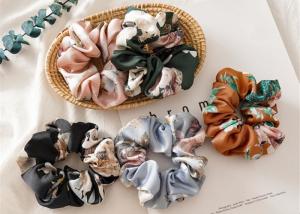 Quality Satin printing flowers large hair extension scrunchie headdress elastic rubber band lady hair rope accessories wholesale wholesale