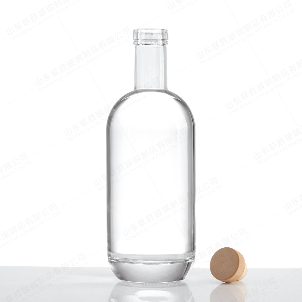 Acceptable Customer's Logo Transparent Boston Round Glass Bottle 700ml 750ml 1000ml