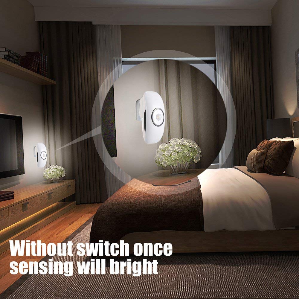 Smart Night Light PIR Motion Sensor Control Cold White Body Induction Mini Lamp Plug-In Sensor Light