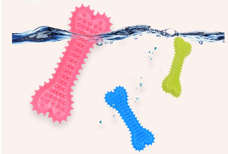 Dogs Pet Durable Rubber Molar Bone Shape Toothbrush Stick Clean Treat Dog Bit Chew Toy
