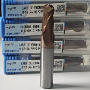 Quality Solid Carbide Ball Nose End Mill 2 Flutes R0.5-10 12mm Φ12.0 R6.0 X24x12Dx75mm Hardness HRC55-60 AlCr Coating For Finishing wholesale