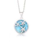 925 Larimar Sterling Silver Necklace Oval Cabochon Gemstones OEM