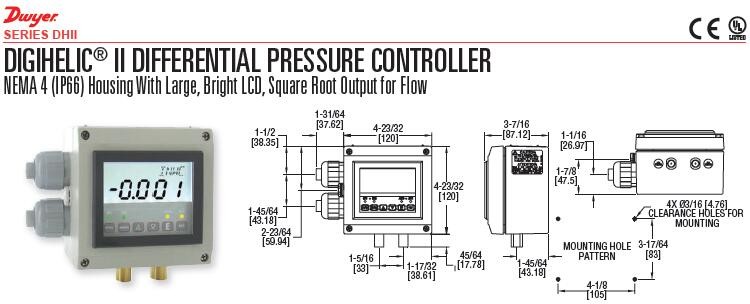 Aluminum Electronic Differential Pressure Controller 0-35KPa Dwyer DHII-006 DHII-007