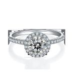 925 Sterling Silver Jewelry Diamond Moissanite Engagement Rings Round Shaped