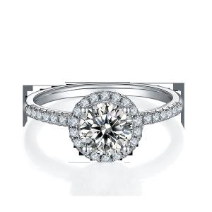 Quality 925 Sterling Silver Jewelry Moissanite Engagement Rings Round Shaped Dainty Band Ring wholesale
