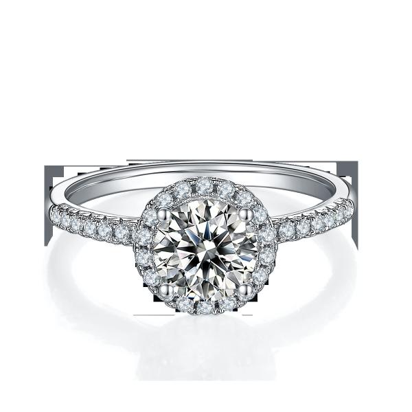 925 Sterling Silver Jewelry Moissanite Engagement Rings Round Shaped Dainty Band