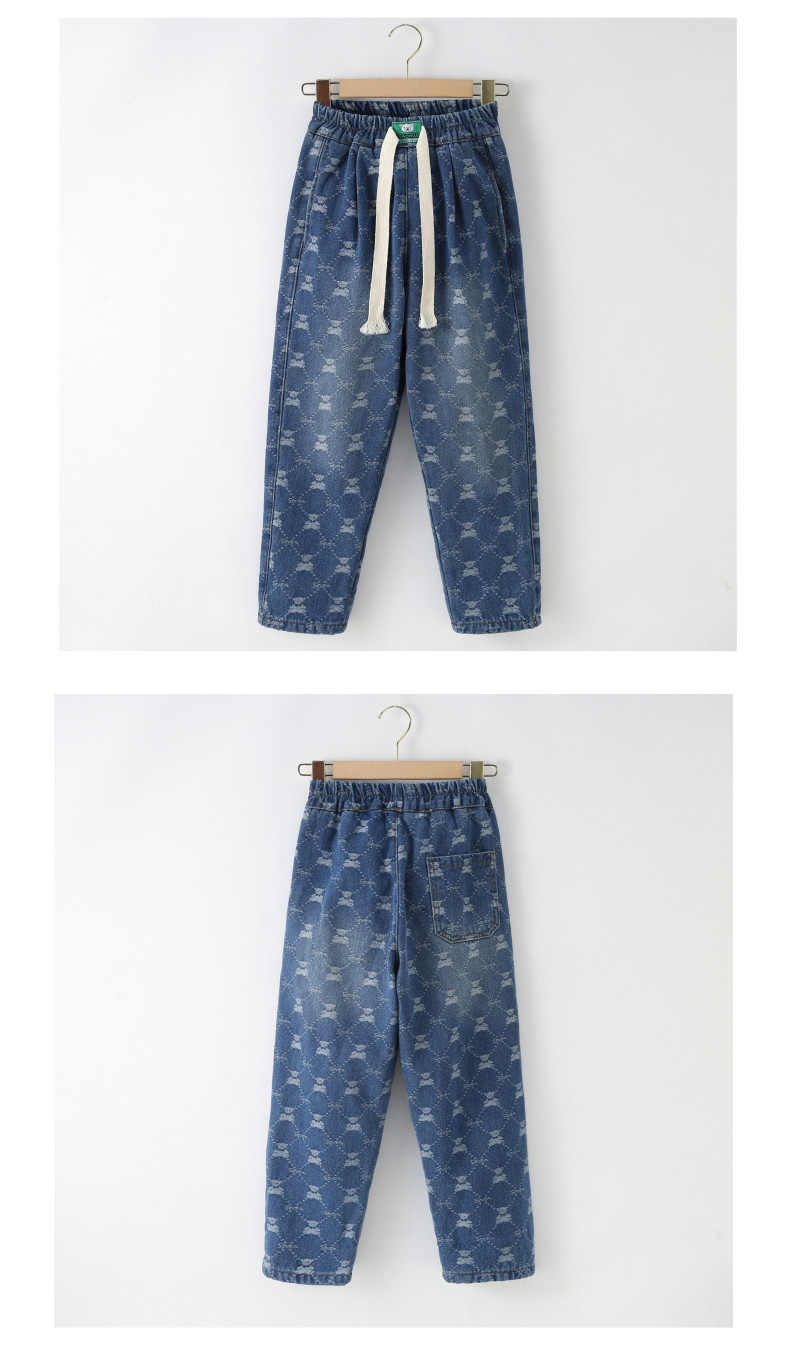 Girls jeans Children's clothing autumn and winter thick warm blue casual pants for everything from 4 to 16 years old