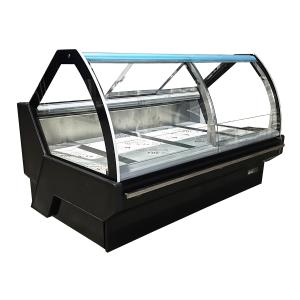 Quality Refrigerated Serve-Over Display Counter Featuring Lift-Up Front Curved Glass Door wholesale