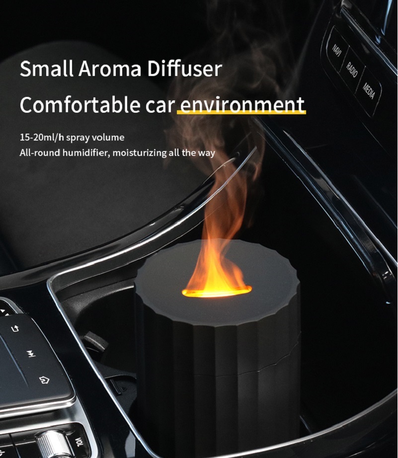 Type C 100ml Flame Humidifier Fire Aroma Diffuser With 7C LED Changing Light