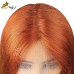 Orange Ginger Human Hair Loose Wave Customized Lace Front Wigs