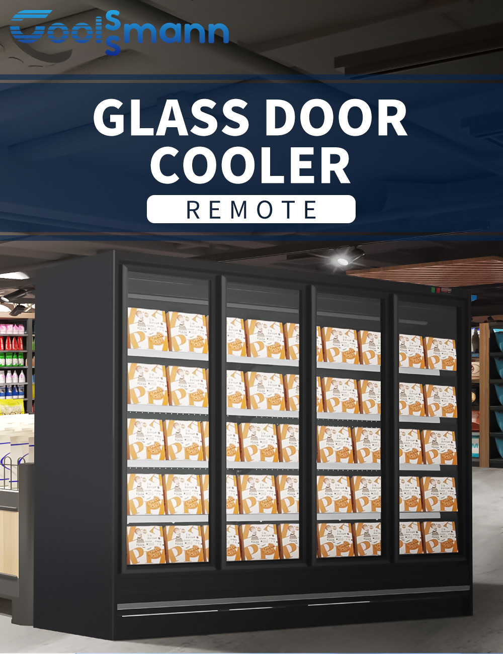 Supermarket Commercial Upright Glass Door Upright Chiller Showcase Refrigerator Multi Decks Remote