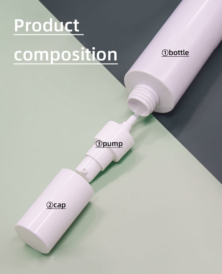 200ml Non Spill Refillable PET Facial Lotion Pump Bottle With Two Shapes Cap
