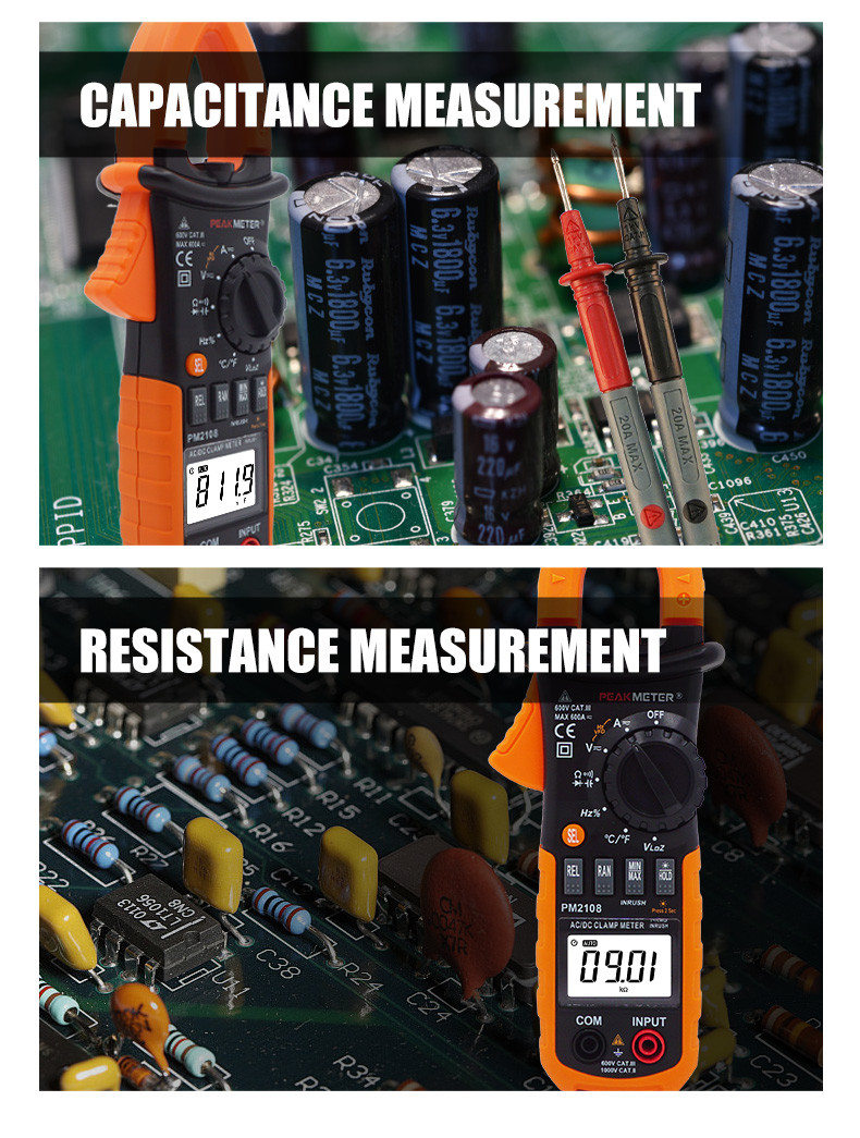 AC/DC Digital CLamp Meter With Ammeter , Voltmeter ,Double Mold，Back Light，LCD，Ohmmeter Measurement