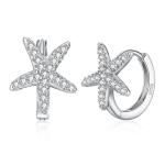 1x1cm 1.32g Sterling Silver Jewelry Earrings 5A Starfish Cubic Zirconia Earring