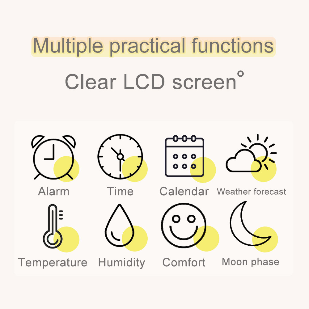 Multi Functional Electronic Weather Forecast Alarm Clock Desktop Transparent Glass Color Screen RF Wireless