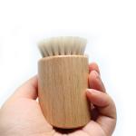 Wooden Handle Facial Cleaning Brush Makeup Remover Brush With Super Soft Goat