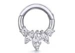 Marquise Cut 14K Gold Clicker Piercing Four Claw Setting Type For Septum Daith