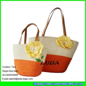 Quality LUDA fashion paper straw bag with flower wholesale