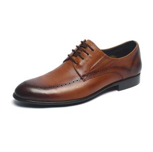 Quality Tan Lace Up Brush Finishing Mens Leather Dress Shoes wholesale