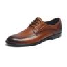 Buy cheap Tan Lace Up Brush Finishing Mens Leather Dress Shoes from wholesalers