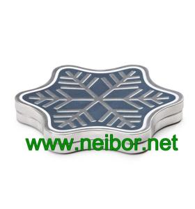 Quality Happy holidays design snowflake Tin Gift card holder with flocked tray wholesale