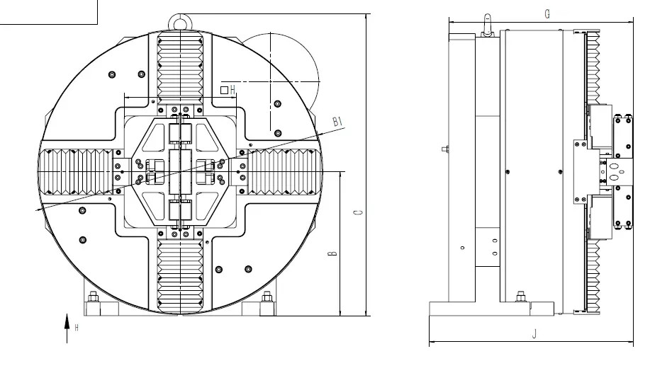 Pneumatic Professional Rotate Air Square Chuck For Laser Pipe Cutting