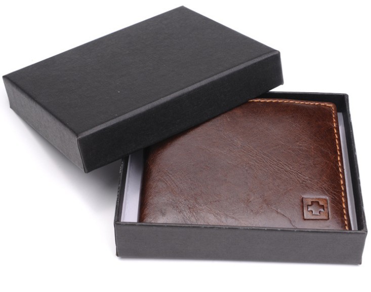 China factory hot selling wallet gift box Custom wallet pack box with foil stamping logo