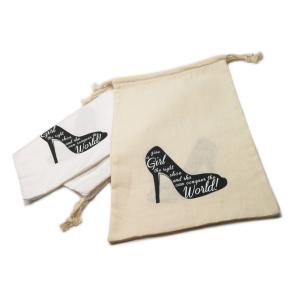 Quality 4x6 6x8 inch Cotton Muslin Drawstring Travel Shoe Bag wholesale