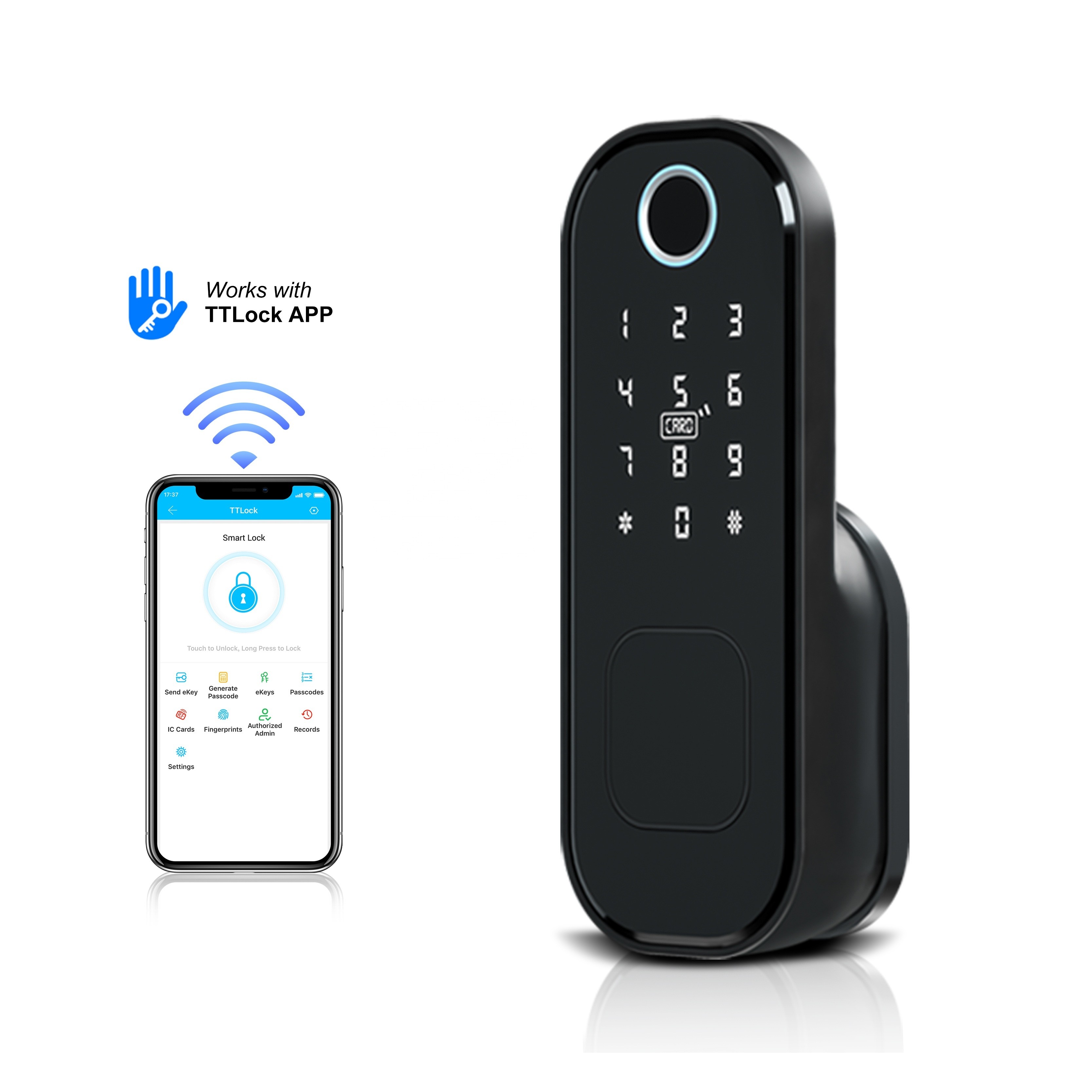 Bluetooth Fingerprint Rim Keypad Mechanical Key Nfc French Door Security Locks