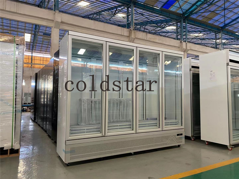 4 Doors Beer Beverage Refrigerator Commercial Vertical Cold Drink Display Fridge Glass Door Cooler