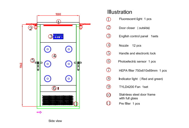Small Cleanroom Air Shower Width 1150mm , Air Shower Tunnel With Automatical Blowing