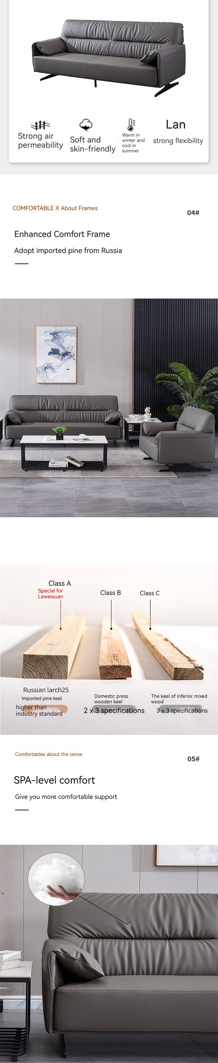 Executive Office Furniture Manufacturers Customization Three Seat Leather Sofa Sets