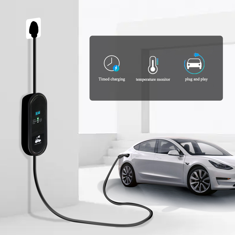 5M NACS Charging Case 3.5KW 220V for Energy EV Portable Electric Car Charging with Small Screen Convenient and Versatile