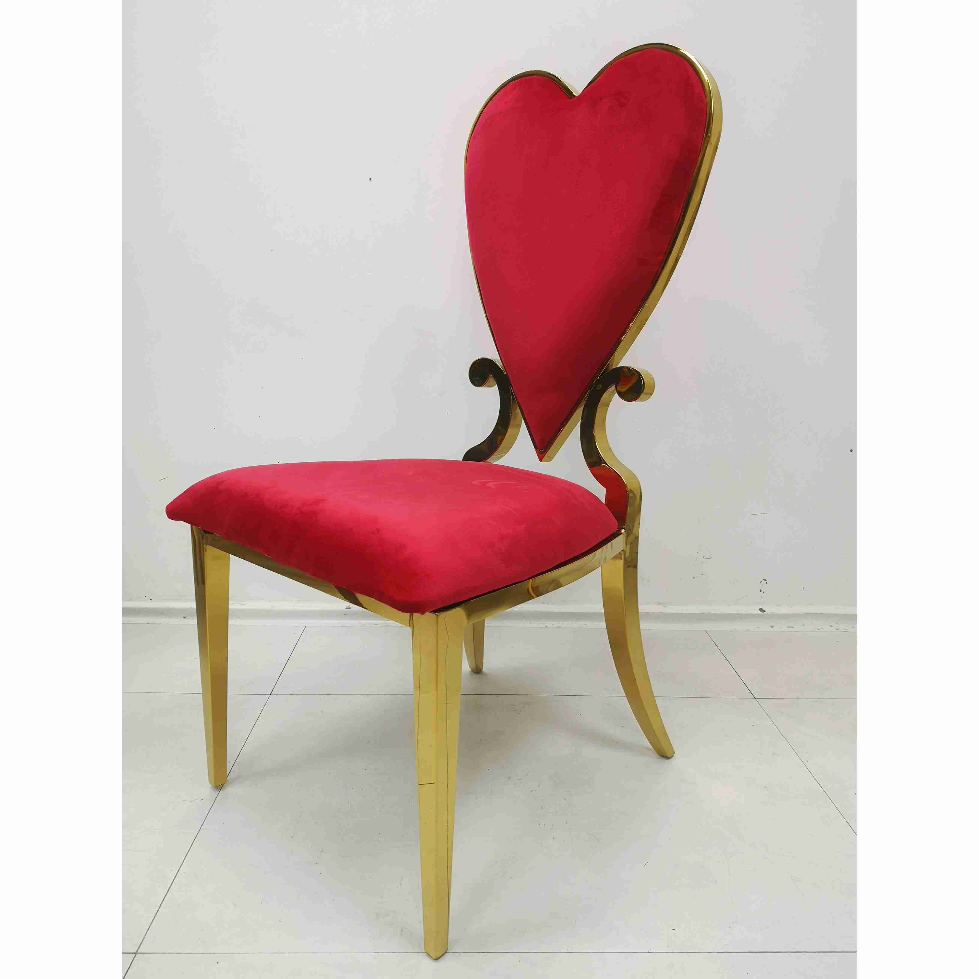 Poker Red Heart Wedding Banquet Chair Leather Velvet Cushion Dining Room Furniture