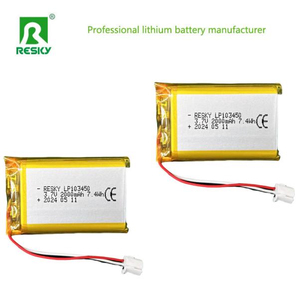 Flat Lithium Polymer Battery Cell 523450 603450 803450 103450 3.7v 2000mAh Lipo