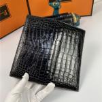 Genuine Crocodile Belly Skin Businessmen Bifold Clutch Purse Wallet Authentic