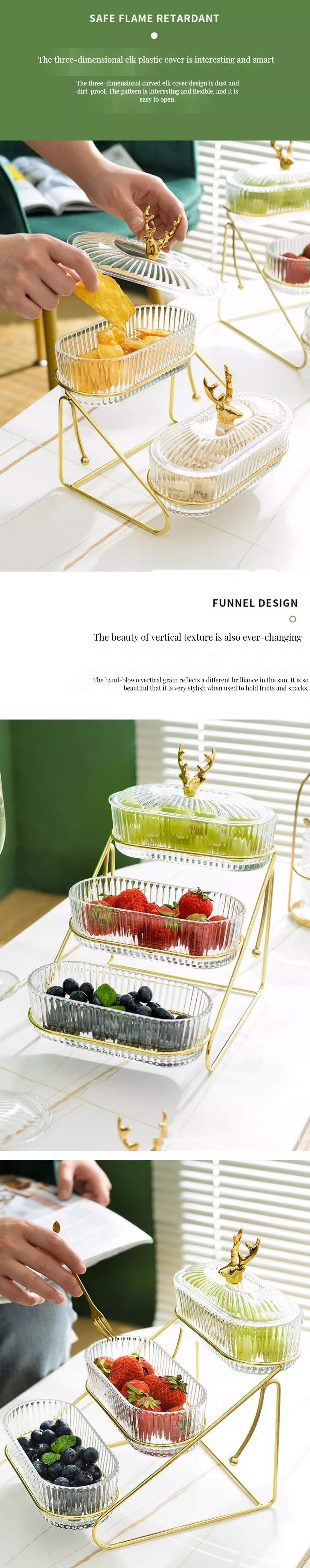Golden Deer Minimalist Design Glass Plate Set Perfect for Food Storage Back to School