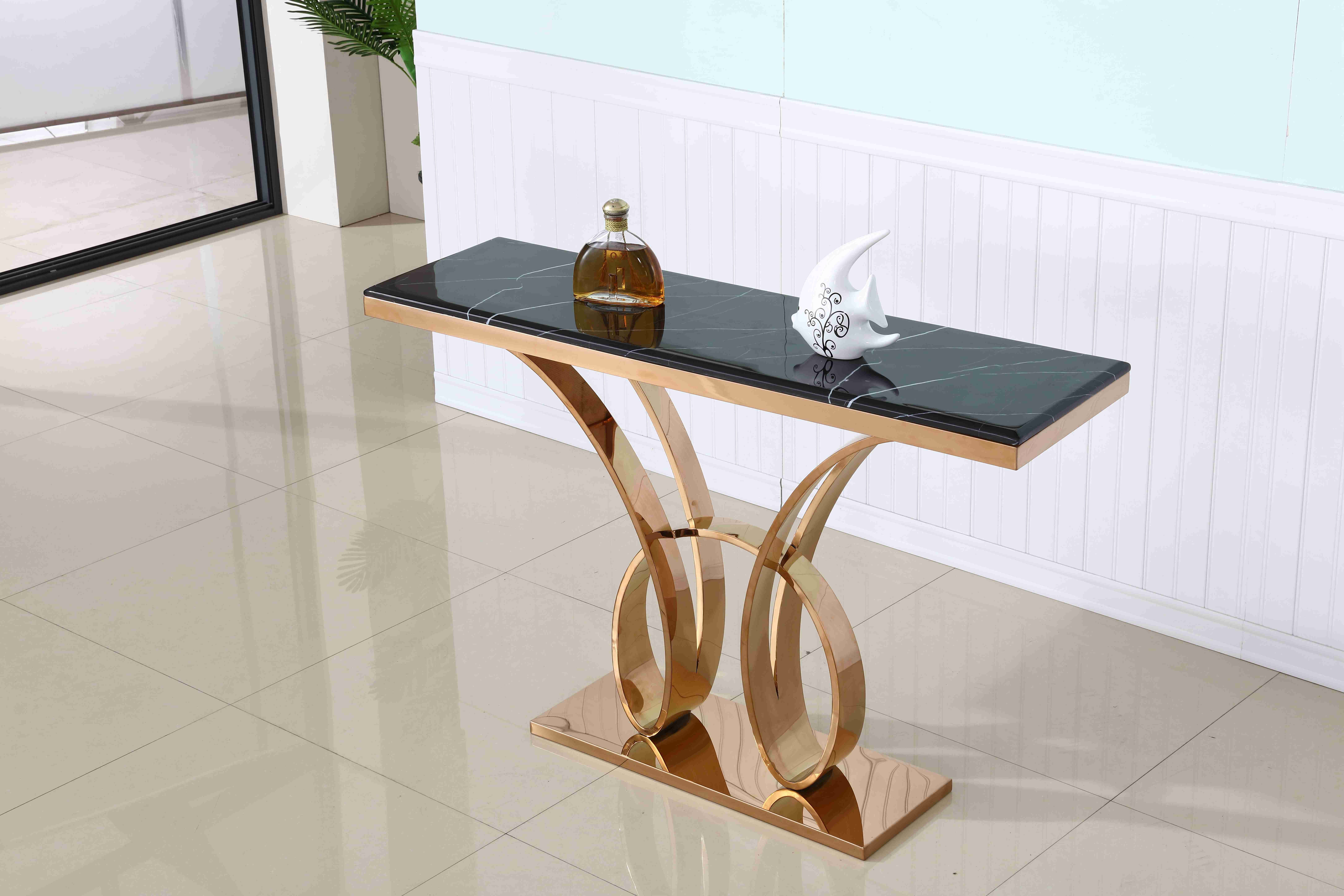 Luxury Marble Top Stainless Steel Base Hallway Corner Living Room Console Table Decorative