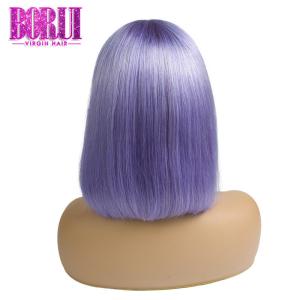 Quality Straight Light Purpple Short Bob Wig 180% Density Brazilian Soft Smooth wholesale