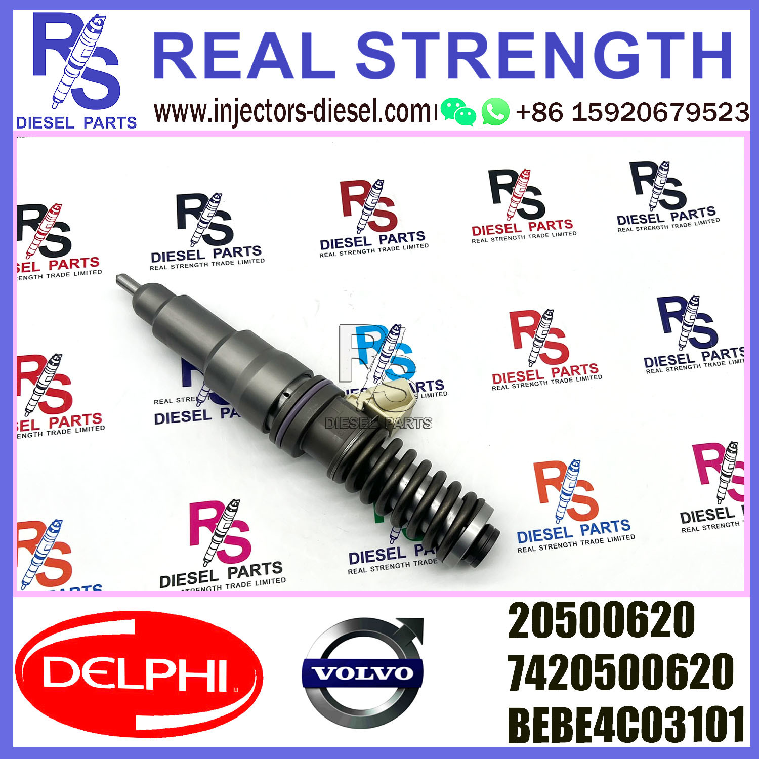 DELPHI 2pin injector 20500620 7420500620 BEBE4C03101 Diesel pump Injector V-O-L-V BEBE4C03101 E1 for V-O-L-V 9.0 LITRE TRUC