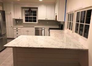 Quality Carrara White Bianco Quartz Kitchen Countertops Anti Stain / Wear Resistence wholesale