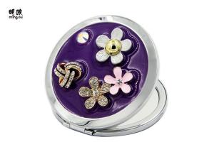Quality Flower Engraved Handbag Compact Mirror , Mens Cosmetic Compact Mirror wholesale